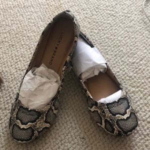 Lucky Brand Faux Snakeskin- Black Flats